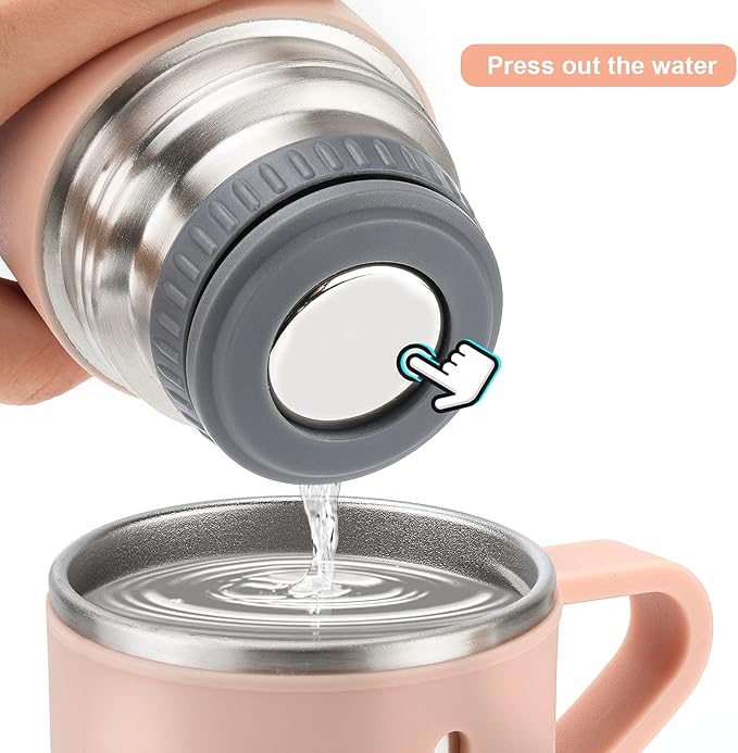 Stainless Steel Thermo 500ml/16.9oz Vacuum Insulated Bottle with Cup for Coffee Hot drink and Cold drink water flask.(Pink,Set)
