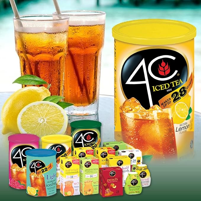 4C Powder Drink Stix, Red Tea Peach 500 Count, Bulk Buy, Singles Stix, On the Go, Refreshing Water Flavorings, Value Pack