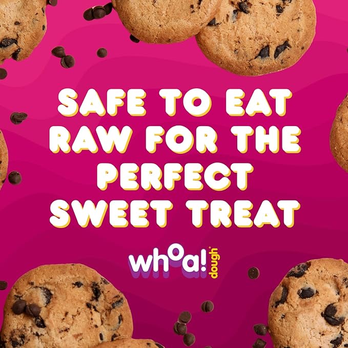 Whoa Dough Ready to Bake Cookie Dough Chocolate Chip – Certified Non-GMO, Kosher, Gluten Free – Plant-Based Snack Dough Made with Real Ingredients – 24 Pack
