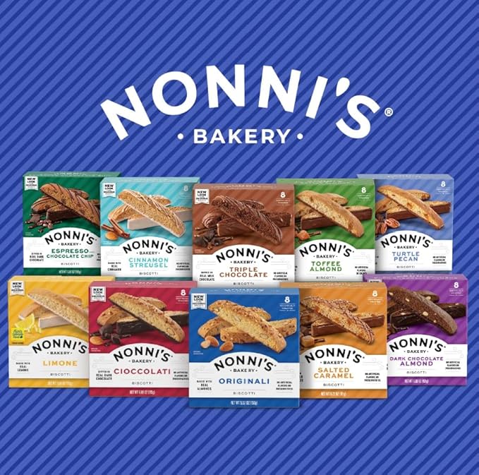 Nonni's Salted Caramel Biscotti Italian Cookies - 3 Boxes - Biscotti Individually Wrapped Cookies - Italian Biscotti Cookies w/Rich Milk Chocolate & Sea Salt - Kosher - 6.72 oz