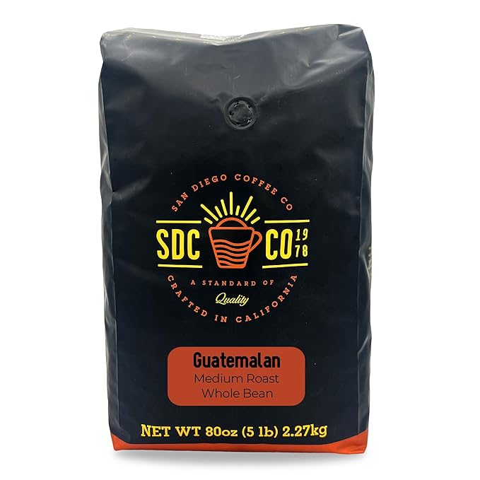 San Diego Coffee Guatemalan, Medium Roast, Whole Bean Coffee, 5-Pound Bag Café en grano tostado