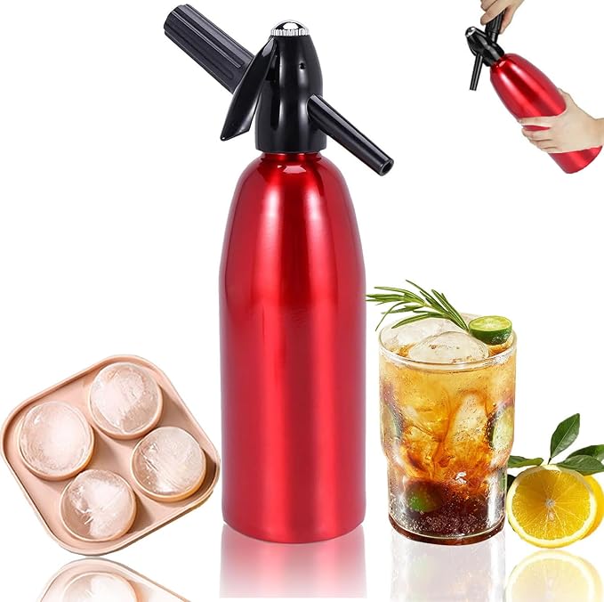 Soda Siphon, Portable Sparkling Water Maker for Home & Outdoor Use, 1L Carbonated Water Machines Soda Maker DIY Seltzer Water Maker for Fresh Soda, Cocktails, Use 8g CO2 Cartridges (Not Included)