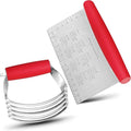 ALLTOP Pastry Blender & Bench Scraper Set - Premium Kitchen Baking Essential Tools for Cake and Bread Making - Stainless Steel Dough Scraper&Butter Cutter for Homemade Delights - Red