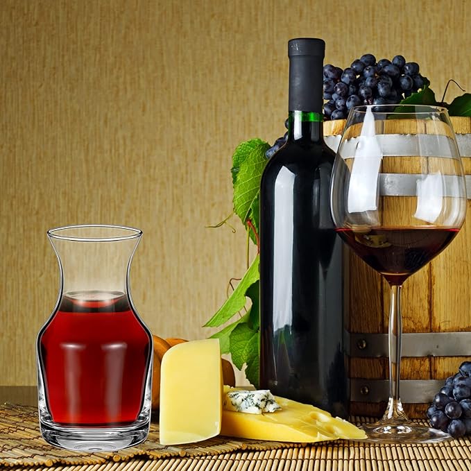 12 Pack Single Serving Wine Carafe Glass Small Mini Carafe Individual Wine Refill Decanter for Dinner Parties Tastings Bars Restaurants (6.5 oz)