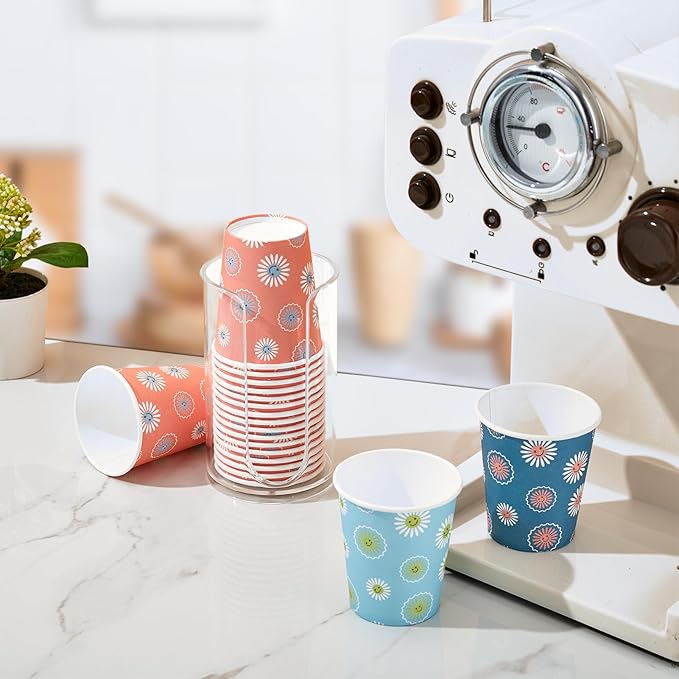 [600 Pack 5 oz Paper Cups, Disposable Bathroom Cups, Small Mouthwash Cups, Hot/Cold Beverage Drinking Mini Cup for Party, Picnic, BBQ, Travel (Daisy)