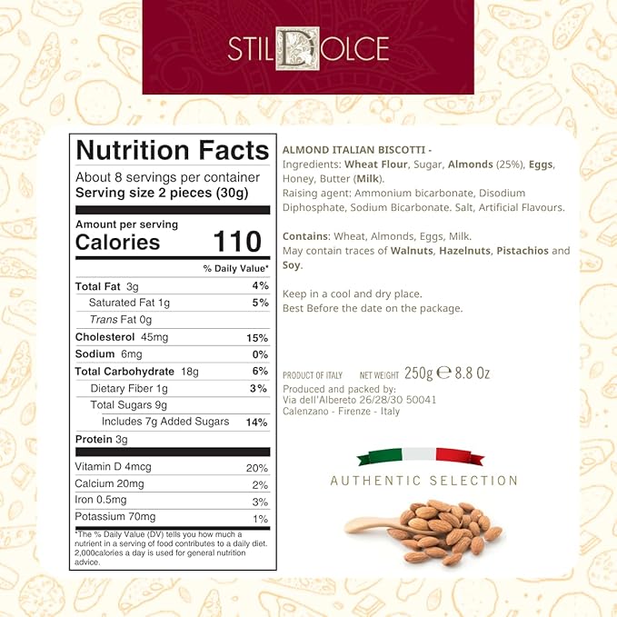 Italian Semi-Soft Almond Biscotti | Made in Tuscany, Italy | Stildolce Traditional Authentic Biscuits