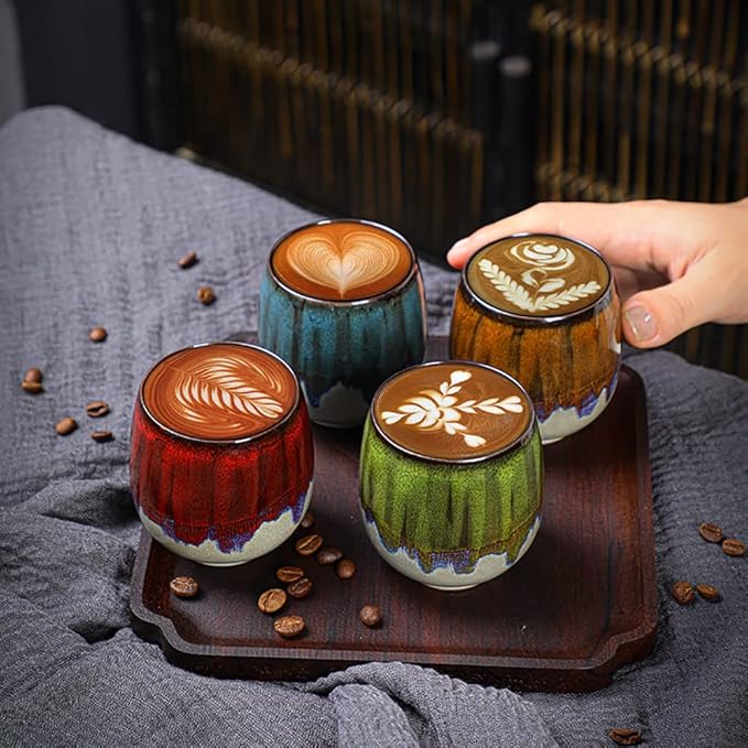 Espresso Cups Ceramic Cup Espresso Coffee Cup Small Tea Cups Tasting Cups Ceramic Mate Cup (2 x 3Oz, Brown)