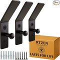 RTZEN Wall Mount Hook Set - Wrought Iron Decorative Rustic Metal Coat Hooks for Hanging - Handcrafted Classic Farmhouse Wall Mounted Black Hooks for Towel Robe or Hat Hanging - 3 Pack