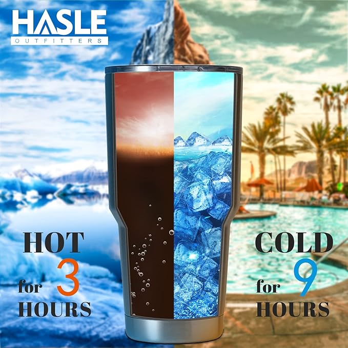 HASLE OUTFITTERS 30oz Stainless Steel Tumbler, Double Wall Vacuum Insulated Travel Mug Tumbler, Durable Insulated Coffee Mug, Gift Box Set (Grey, 8)