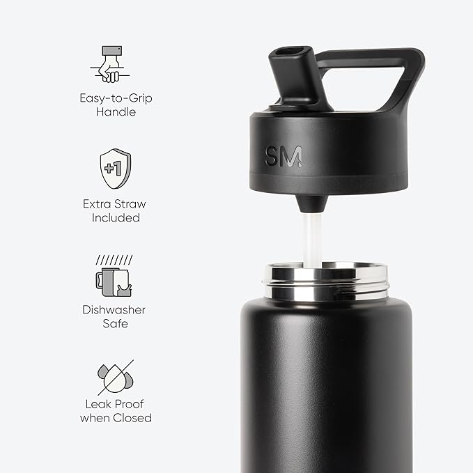 Simple Modern Water Bottle with Straw Lid Vacuum Insulated Stainless Steel Metal Thermos Bottles | Reusable Leak Proof BPA-Free Flask for School | Summit Collection | 18oz, Blush