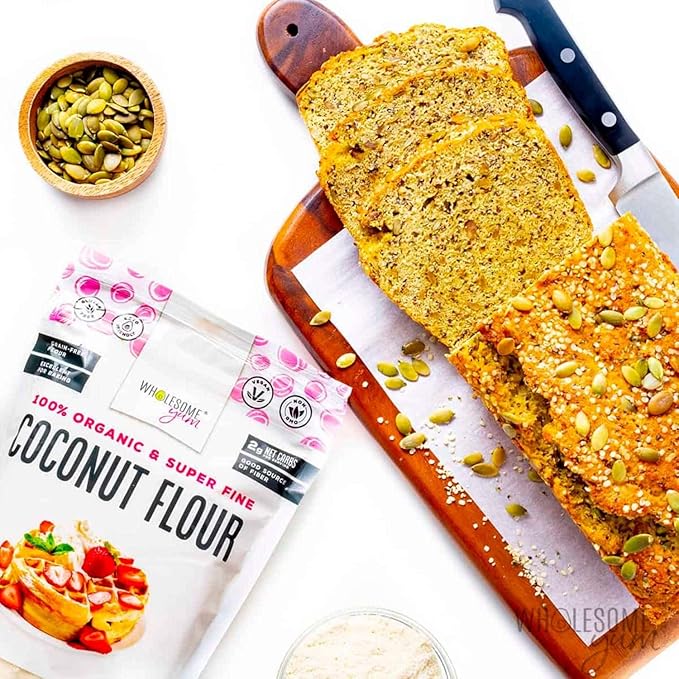 Wholesome Yum Premium Organic Coconut Flour For Baking & More (16 oz / 1 lb) - Low Carb, Gluten Free, Non GMO, Keto Friendly Flour Substitute (Pack of 2)