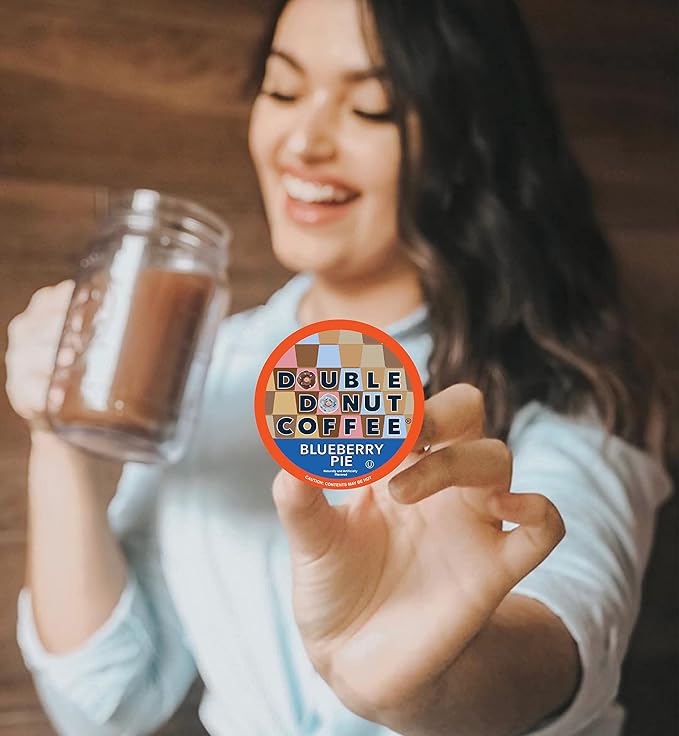 Blueberry Flavored Coffee in Single Serve Pods, Iced or Hot, Keurig K-Cups, 48 Count by Double Donut