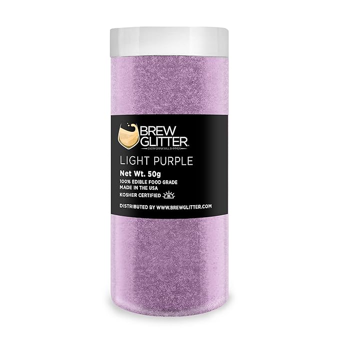 Light Purple BREW GLITTER Edible Glitter For Drinks, Cocktails, Beer, Garnish Glitter & Beverages | KOSHER & HALAL Certified | 100% Edible & Food Grade | Vegan, Gluten, Nut Free (50g, Light Purple)