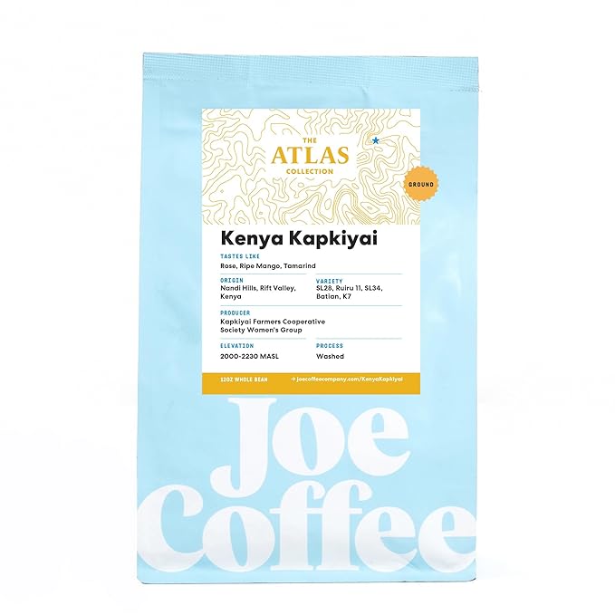 Joe Coffee Company - Kenya Kapkiyai Ground Specialty Coffee, 12 oz Bag | Women-Produced, NYC Roaster, Rainforest Alliance Certified, Kosher, Climate-Friendly
