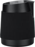 Normcore Handleless Milk Frothing Jug, Milk Pitcher 15.2 oz, Milk Frother Steamer Cup Stainless Steel Espresso Cup, Sharp Spout, Black, 450 ml