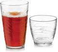 Libbey Orbita Tumbler and Rock Glass Set, Durable, Chip-Resistant Glass Cups Set with Wave Pattern, Glasses Drinking Set of 16 for Any Occasion
