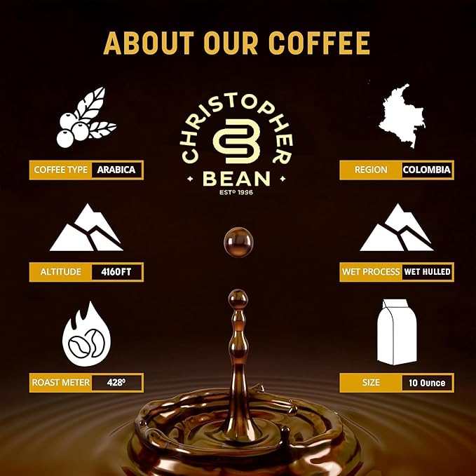 Christopher Bean Coffee - Certified Kosher - Decaf Ground Universal Drip Bananas Foster Flavored Coffee | coffee beans with Medium Roast 100% Arabica, No Sugar, No Fats, Non-GMO | 10-Ounce Bag