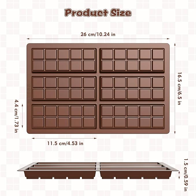 Chocolate Bar Mold, Silicone Dubai Chocolate Bar Mold, Non-Stick Chocolate Bar Molds, Deep Chocolate Bar Mold for Dubai Chocolate Bar Pistachio, Candy, Milk Chocolate Bar