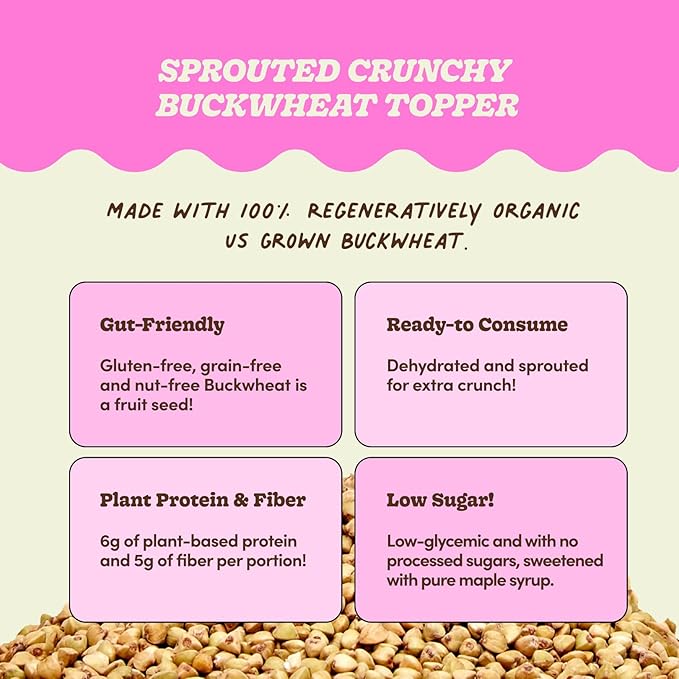 Lil Bucks Sprouted Regeneratively Grown Buckwheat Seeds– Paleo Cereal, Gluten-Free Granola, High in Protein, Low Sugar, Organic Superseed Crunch (CACAO, 1 Pack)