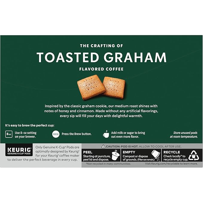 Starbucks K-Cup Coffee Pods, Toasted Graham Flavored Coffee, Naturally Flavored, 100% Arabica, 6 boxes (60 pods total)