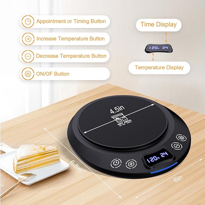 Sourdough Starter Warmer Set – Precise 1°F Thermostat (70-120°F), 24H Timer, Smart Memory Warming On/Off - Fits Jars Up to 40oz, Sourdough Kit for Home Baking (Black)
