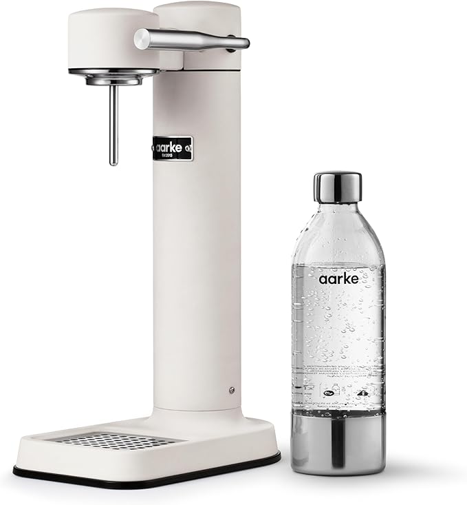 Aarke Carbonator lll, Sparkling & Carbonation Water Machine, Stainless Steel with PET BPA-Free Reusable Bottle Volume 1L/34 fl oz (Matte White)