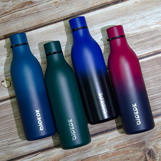 BJPKPK Insulated Water Bottles, 18 oz Stainless Steel Metal Water Bottle with Strap, BPA Free Leak Proof Thermos, Mugs, Flasks, Reusable Water Bottle for Sports & Travel, Sea