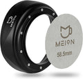 MEION 58mm Espresso Dosing Funnel and 58.5mm Puck Screen Set for 58mm Portafilters, Magnetic Coffee Portafilter Funnel, Reusable Espresso Puck Screen, Espresso Tools Espresso Accessories (58mm, Black)
