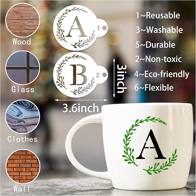 Small Letter Stencil for Cakes Cookie Decorating Stencils Reusable Alphabet Stencil on Baking Coffee Decorating Card Making (27 Letter Cookie)