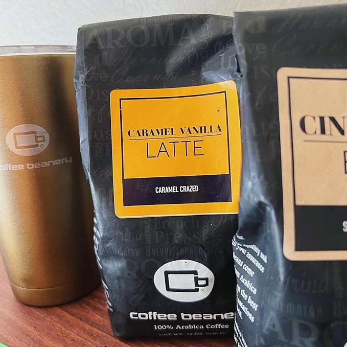 Caramel Vanilla Latte Flavored Coffee, Specialty Arabica Coffee, Medium Roast, 12 ounce, Automatic Drip (Ground)