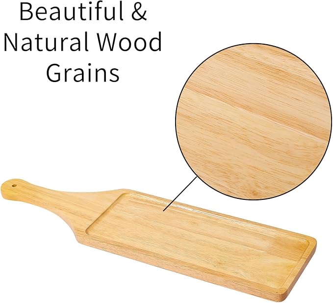 Premium Rubberwood Charcuterie Board with Handle – Durable Wooden Serving Platter for Cheese, Meat, and Appetizers – Perfect for Entertaining, Parties, and Gifts