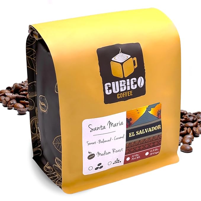 El Salvador Coffee, Whole Bean Coffee, Premium Salvadoran Single Origin Fresh Roasted Coffee Beans | Cubico Coffee | 12 Ounce Bag