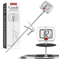 BOMATA Candy Thermometer with Pot Clip, Instant Read Cooking Thermometer with 8" Long Probe, Rotating Display, for Candy Making, Food, Candle Making, Liquids, Water, Baking, Sugar, Grilling. White