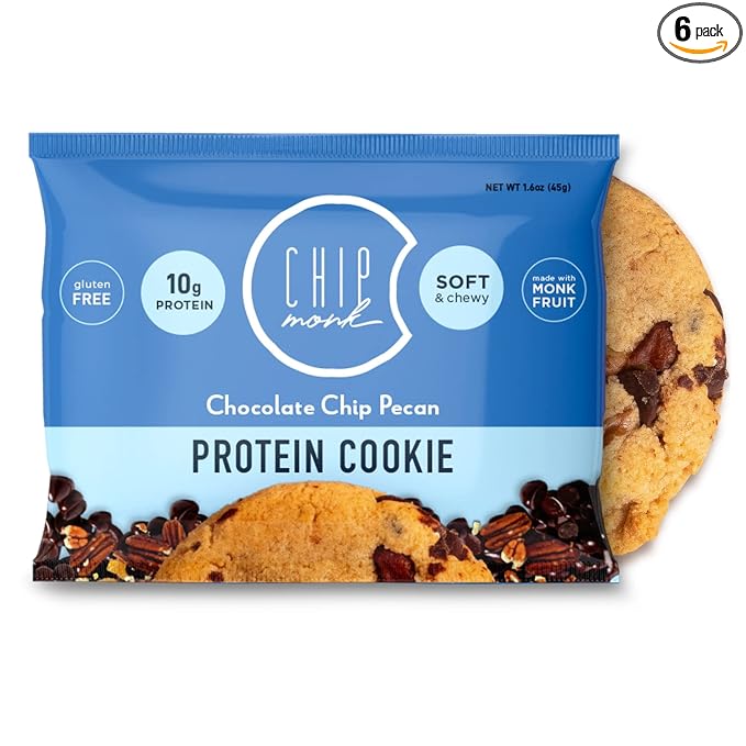 ChipMonk Baking, Chocolate Chip Pecan High Protein Cookies - Low Carb Diet Friendly Gym Snacks, Meal Replacement Cookie, Gluten-Free, Healthy Low Sugar Sweet Snack - Balanced Nutrition Baked Desserts