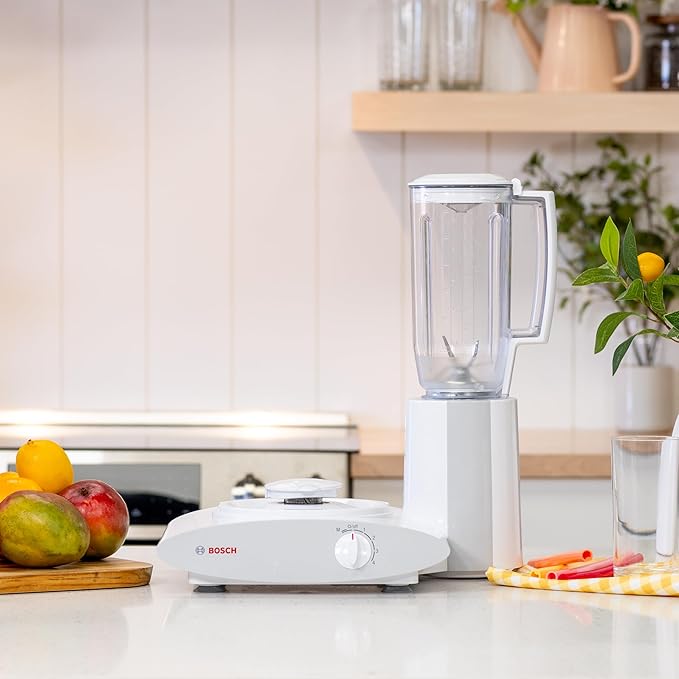 Bosch Universal Plus Stand Mixer 500 Watt, 6.5 Quarts with Wire Whips, Dough Hook, NutriMill Dough Hook Extender, and Blender Bundle