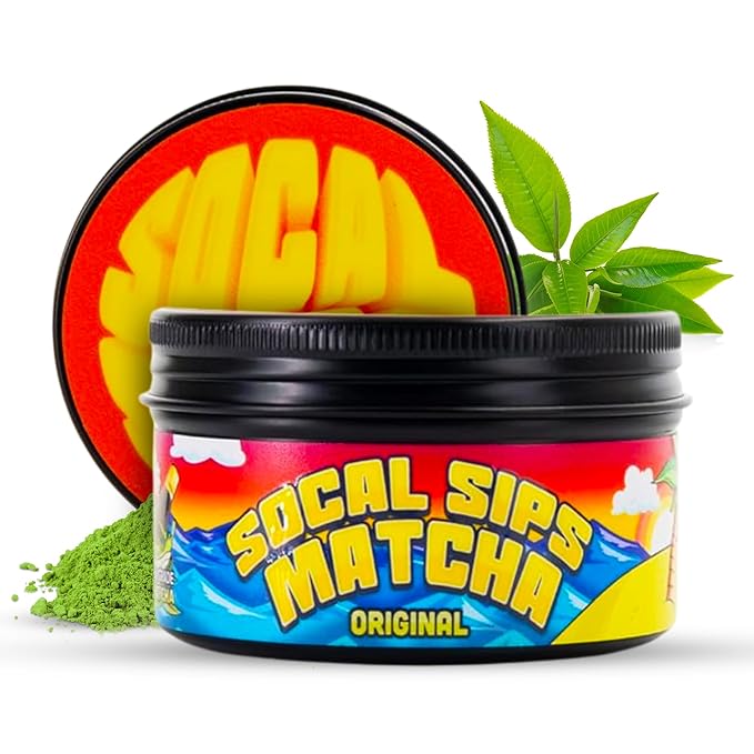 SoCal Sips Original Ceremonial Grade Matcha Powder - Premium Organic Japanese Green Tea, First Harvest Matcha for Lattes, Smoothies, & Tea Ceremonies - Authentic Japanese Origin, 1.43oz