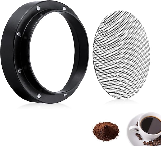58.5mm Espresso Dosing Funnel and Puck Screen Set, Espresso Coffee Dosing Ring & 1.7mm 316 Stainless Steel Espresso Portafilter for Coffee Portafilter Filter Basket
