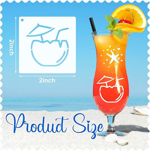 100 Pcs Stencils for Painting on Wood Reusable Stencil Crafts Drawing Templates Holiday Wall Paper for DIY Scrapbook Home 2 x 2 Inch(Hawaiian Style)