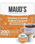 Maud's Salted Caramel Flavored Coffee Pods, 200 ct, Medium Roast Flavored Coffee in Recyclable Single Serve Pods – 100% Arabica Beans, Compatible with Keurig K Cups Maker
