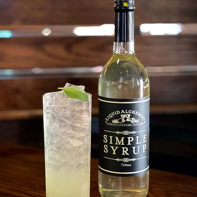 Liquid Alchemist Simple Syrup for Cocktails - Real Ingredients Make our Simple Sugar Syrup the Perfect Old Fashioned Mix - Our Drink Mix is Non-GMO Gluten Free & Vegan (12 oz)