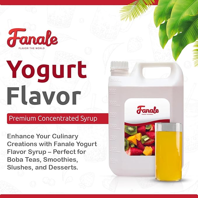 Fanale Premium Flavoring Concentrated Syrup for Bubble Tea 11 lb | Yogurt Flavor Syrup | for Boba Tea, Smoothies, Slushes, Desserts | 11lb | Pack of 4 | SRP180-CS