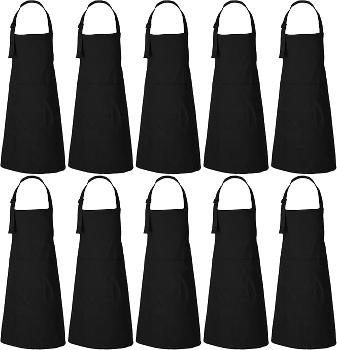 RAJRANG 100% Cotton Cooking Apron with 3 Pockets Kitchen Chef BBQ Adjustable Bib Aprons for Women Men