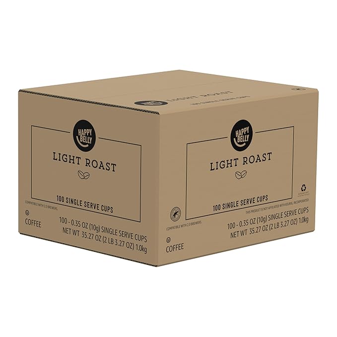 Happy Belly Light Roast Coffee, Single Serve Cups, 100 Count