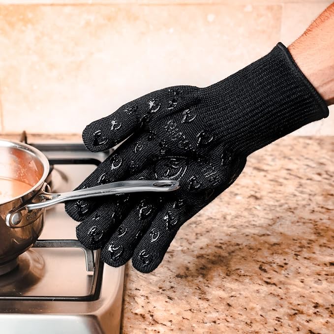 Grill Armor Oven Gloves 932°F Extreme Heat & Cut Resistant Oven Mitts with Fingers for BBQ, Cooking, Grilling, Baking – Accessory for Smoker, Cast Iron, Fire Pit, Camping, Fireplace and More