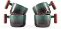 2.5oz Ceramic Espresso Cups with Wooden Handle, Small Coffee Cups Double Shot Espresso Cups Set of 4