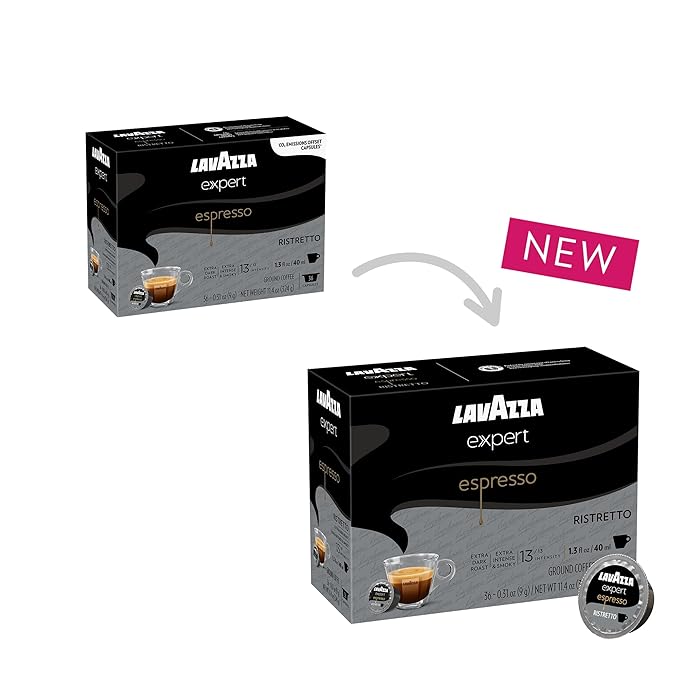 Lavazza Expert Espresso Ristretto Capsules, Extra Dark Roast, Arabica and Robusta Blend, Compatible with Lavazza Classy Machines (36 Capsules) (Pack of 2)