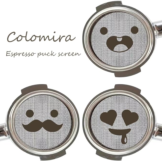 51mm Espresso Puck Screen 3-Pack, Lower Shower Screen, Metal Coffee Reusable Filter for Espresso Portafilter Basket, 1.7 Thickness(Cute Face)