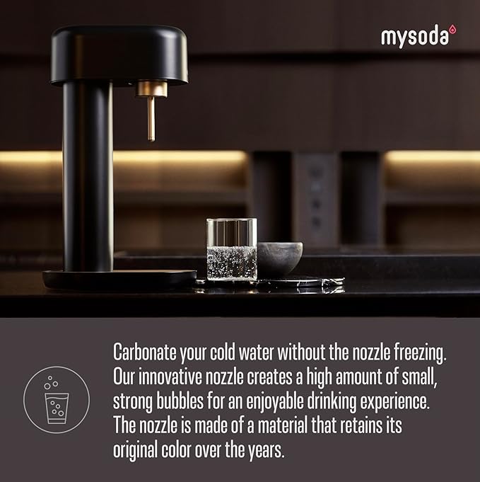 Mysoda Ruby 2 Sparkling Water Maker - Soda Streaming Machine Silent Carbonated Water Machine Robust Long-Lasting Aluminium Soda Maker 1L Water Bottle Without CO2 Cylinder - Black Silver Soda Machine