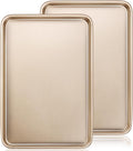 Baking Sheet Pan Set of 2, Wildone Commercial Cookie Sheets for Baking, Nonstick Carbon Steel Jelly Roll Pan Oven Tray 15x10 Inch, Heavy Duty & Easy Clean