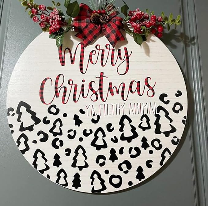 Christmas Stencils for Painting 12” Xmas Stencil for Wood Half Round Holiday Stencils Merry Christmas Let It Snow Templates for Porch Door Home Decor